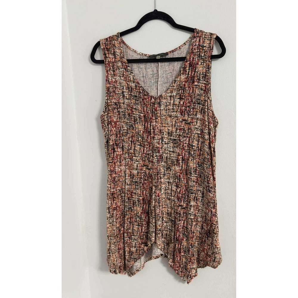 Rose & Olive Minimalist Abstract Print Multicolor Womens‎ 1X Sleeveless Tunic